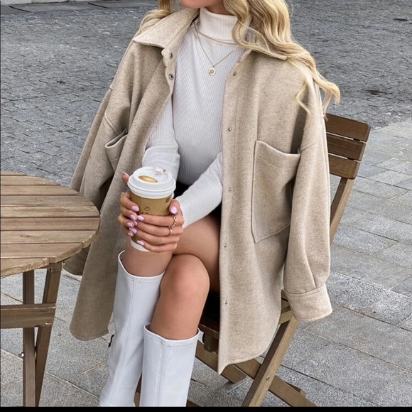 Drop Shoulder Pocket Front Overcoat - Worn once - Picture 5 of 6